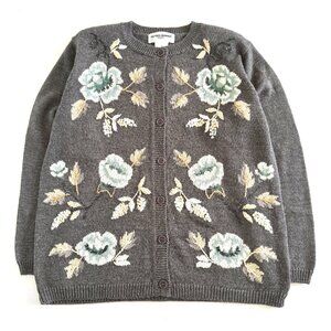 Secondhand Alfred Dunner, Petite Wool Blend Floral Cardigan
